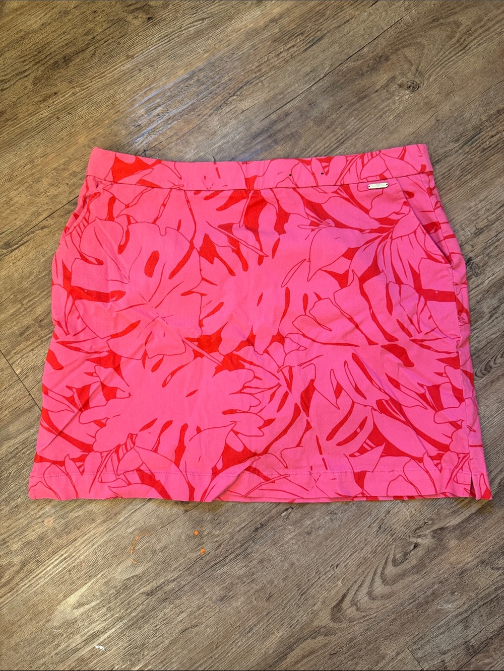 Rafaella Pink Skort with Red Leaf Motif